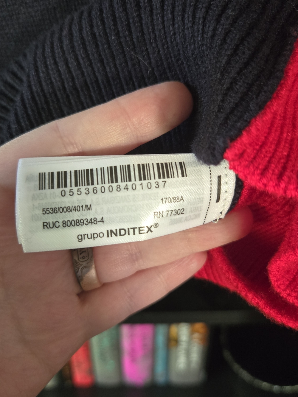 Zara Women's Navy Sweater with Red Side Panels - Picture 5 of 5